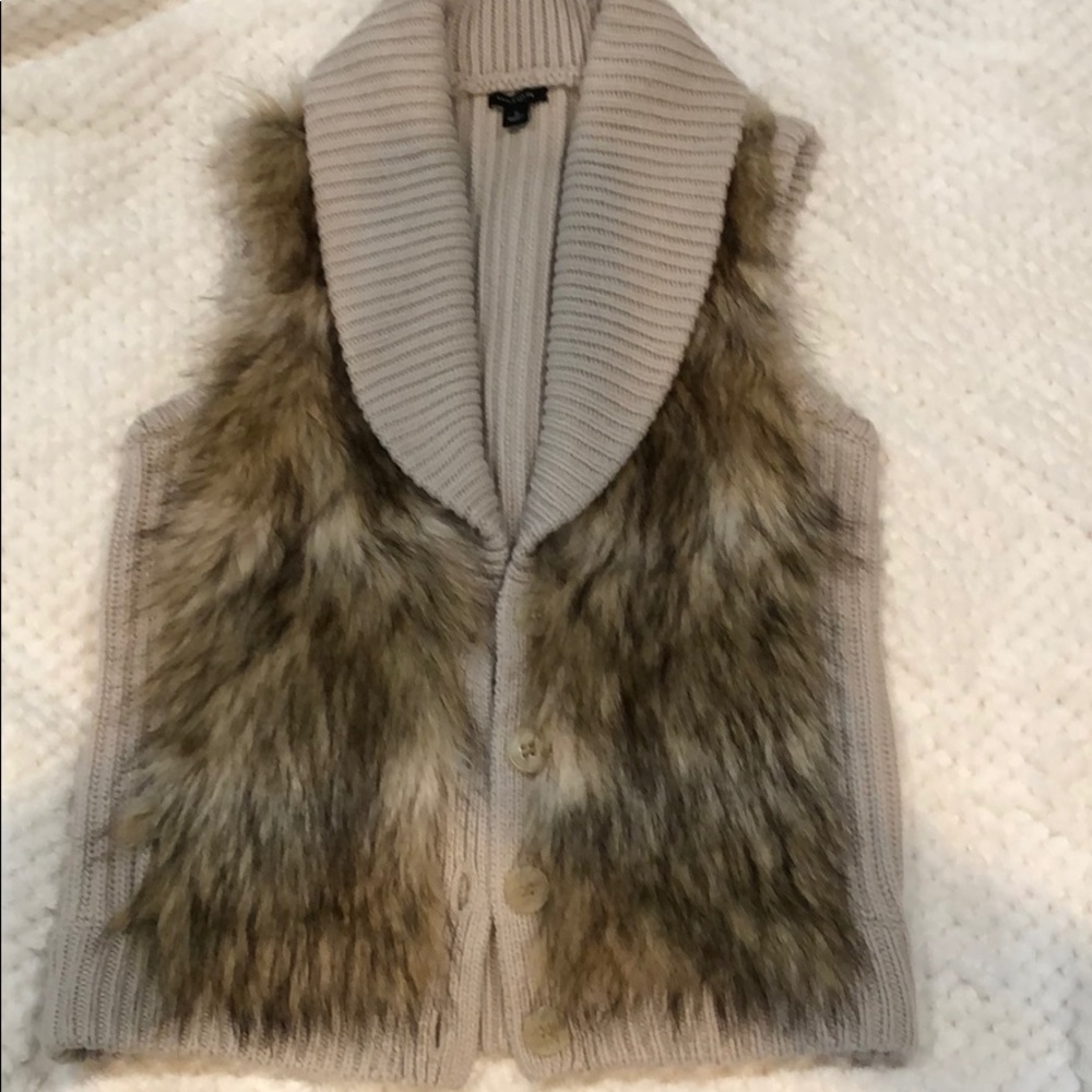 NWOT Ann Taylor fur Sweater vest